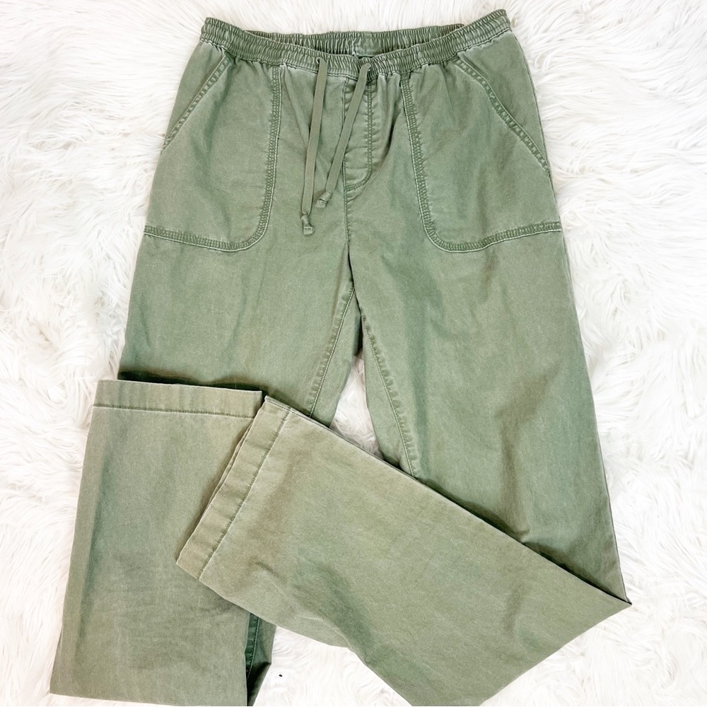 LL BEAN GREEN CLASSIC FIT ELASTIC WAIST STRAIGHT LEG PANTS WOMENS SZ 4